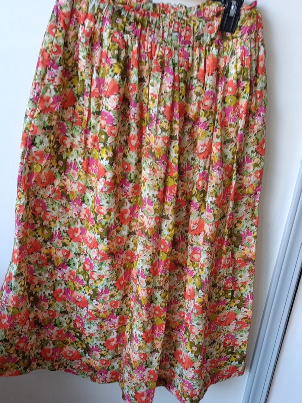 J. Crew Floral Midi Skirt in Pink & Green. M